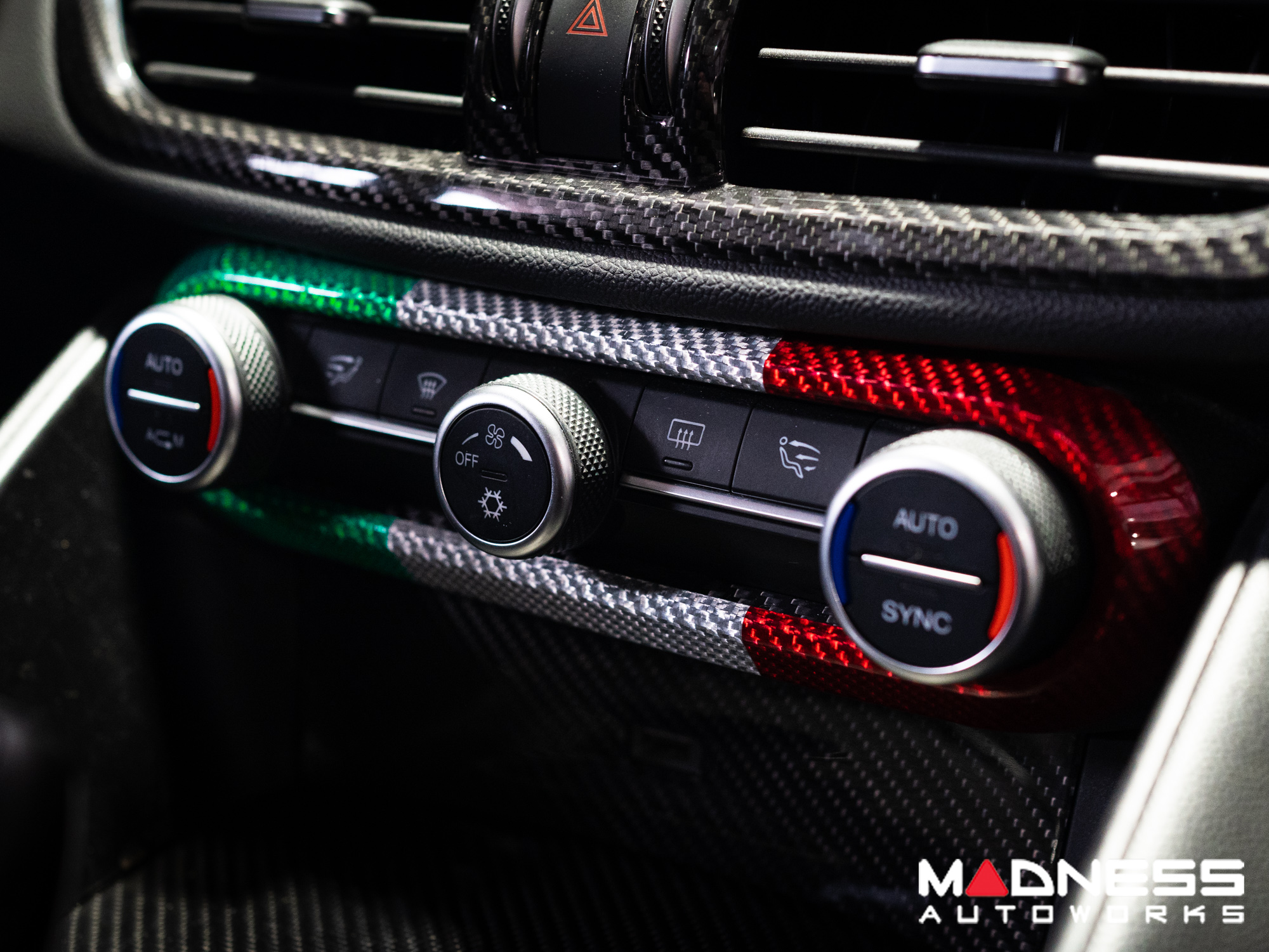 Alfa Romeo Giulia Air Conditioning Dash Bezel - Carbon Fiber - Italian Theme - Pre '20 - Feroce Carbon 